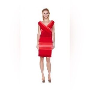 ⭐️ NWOT L Colleen Lopez Red Pink Ombré Bandage Mini Dress
